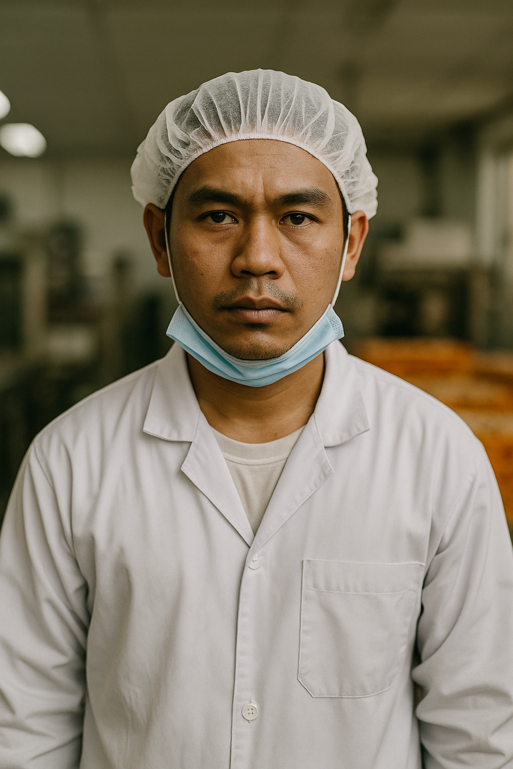 食品工場で働く技能実習生