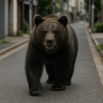 住宅街を歩く熊