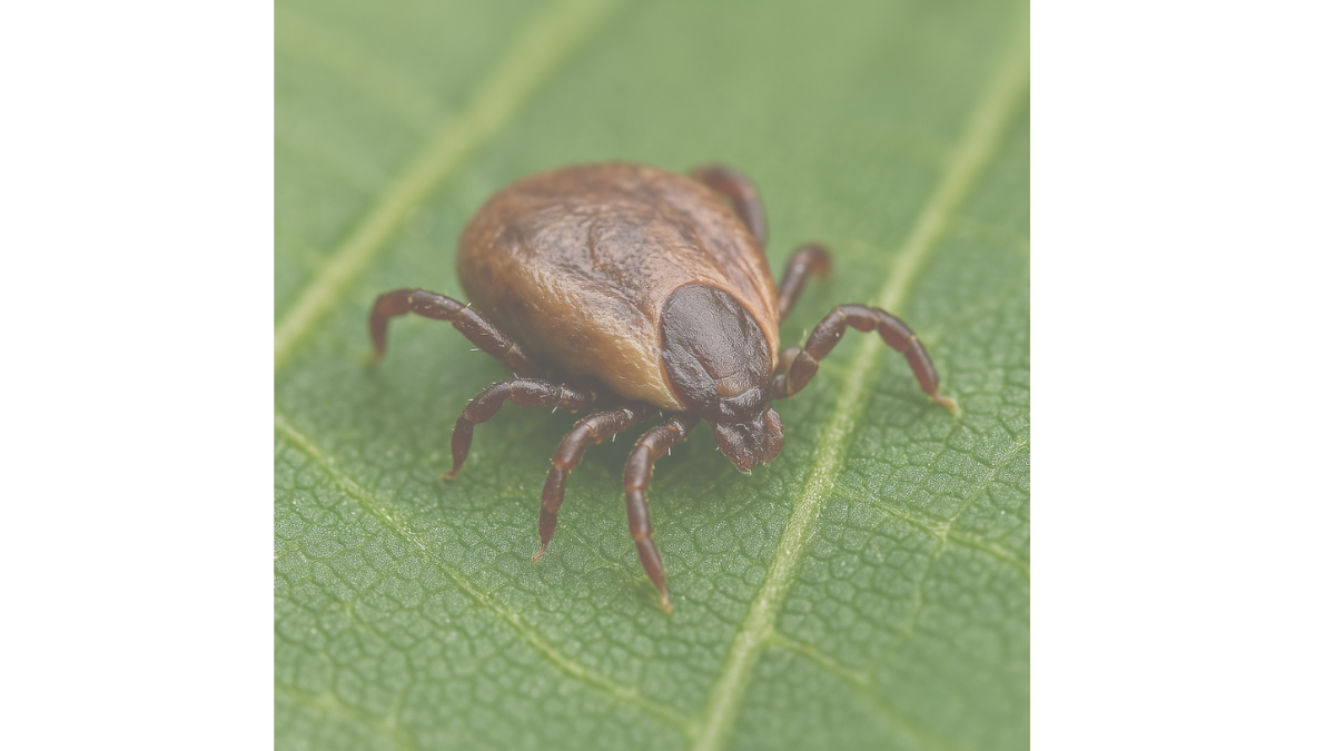 歯の上にとまるマダニ