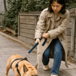 散歩中にリードを引っ張るフレブル