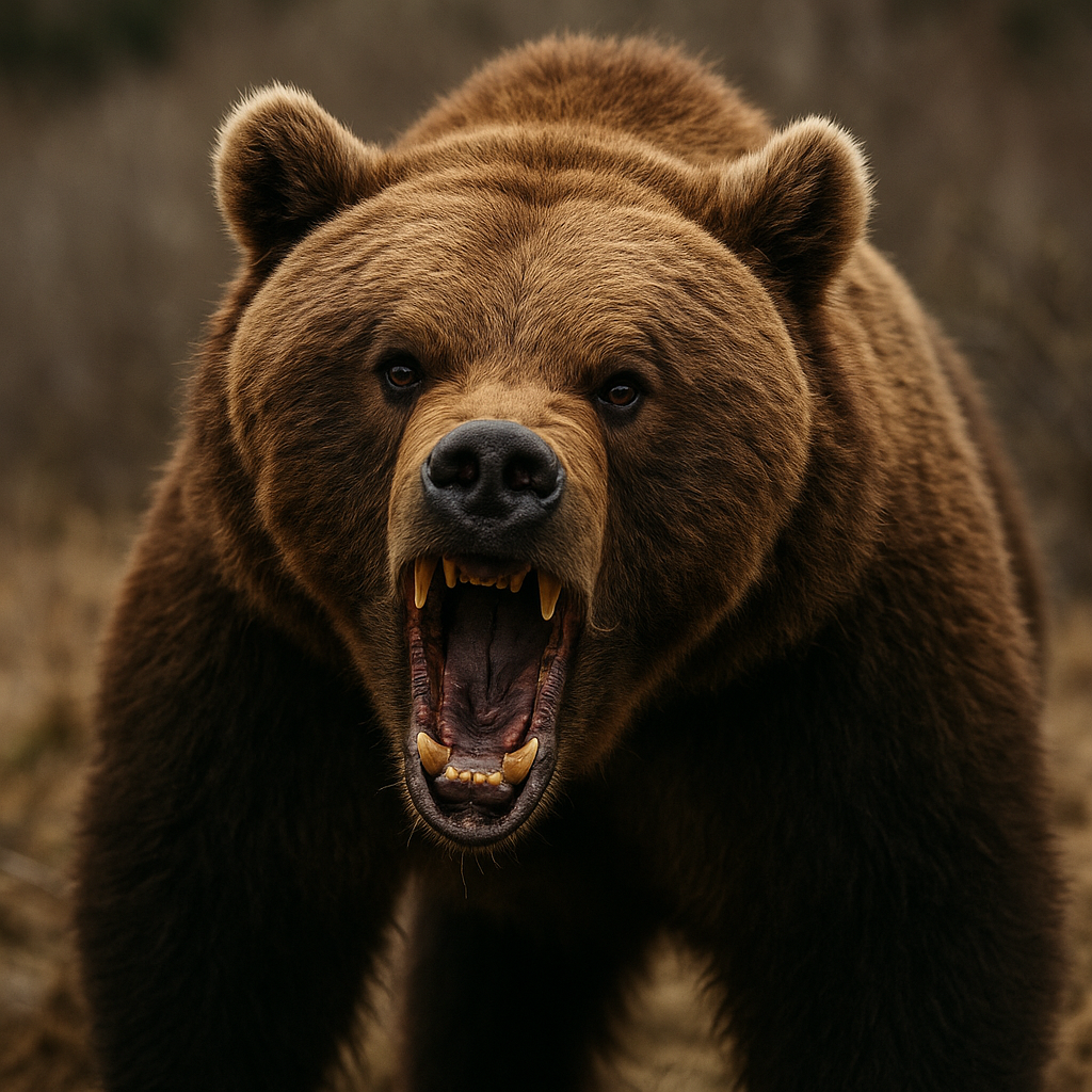 ヒグマが怒っている様子