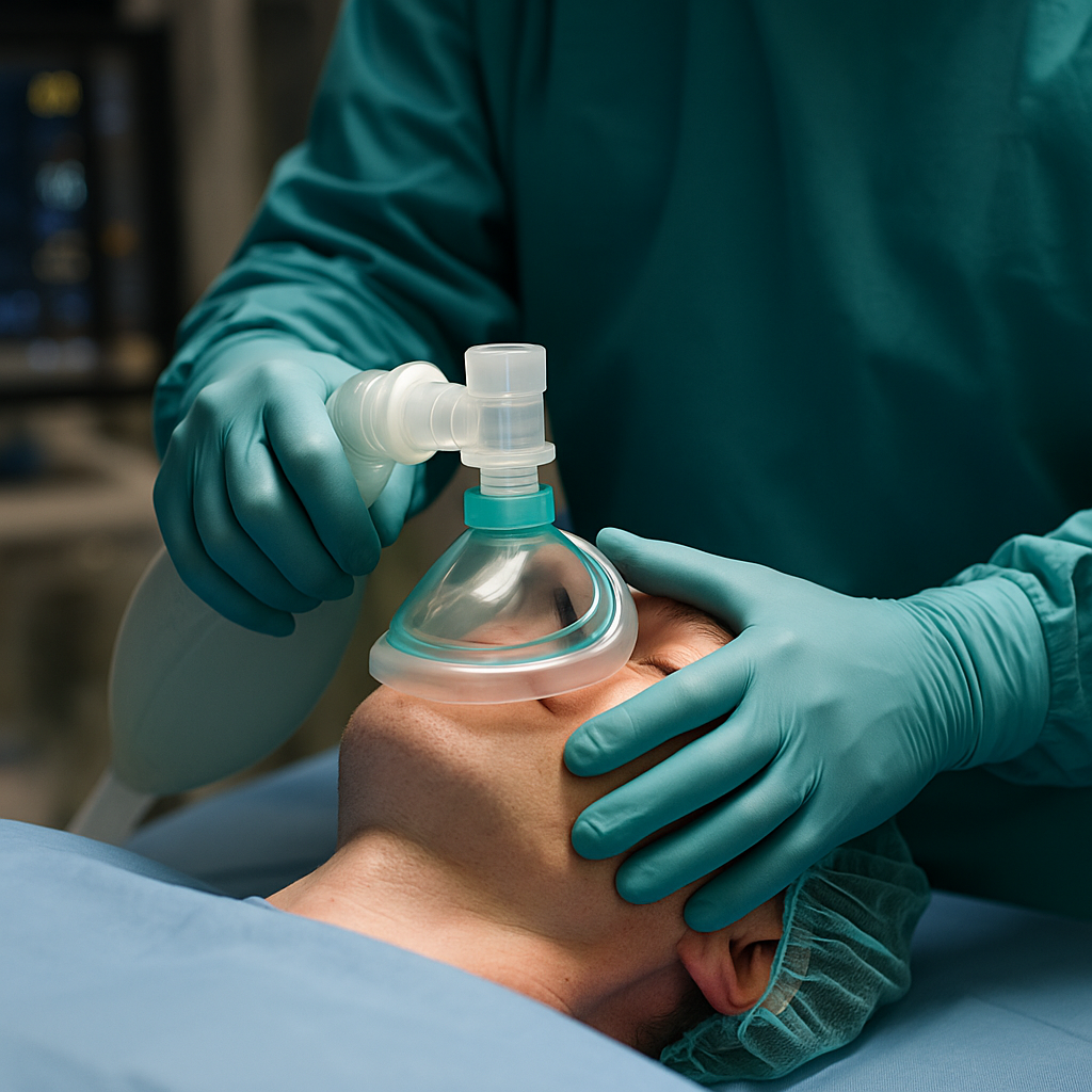 手術室で全身麻酔を受ける様子