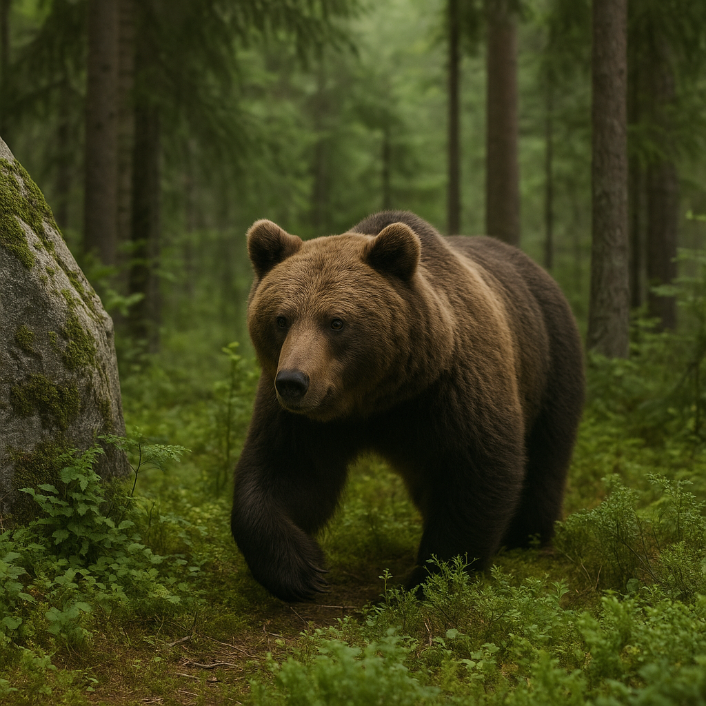 山の中で生きている熊の様子