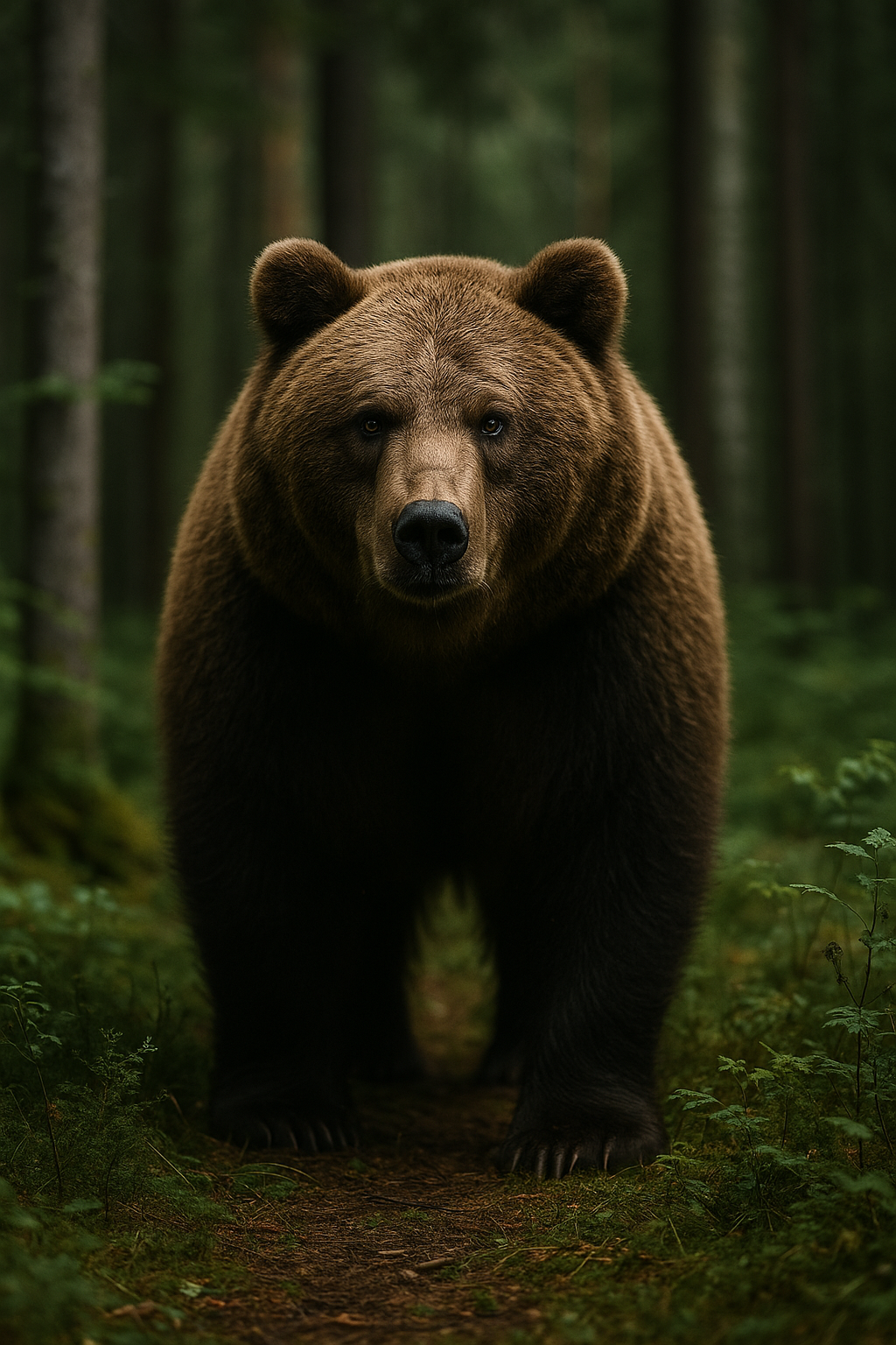 山の中でたたずむ熊